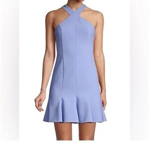 LIKELY Womens Halter Style Flared Carolyn Dress Periwinkle Blue Crepe Size 12